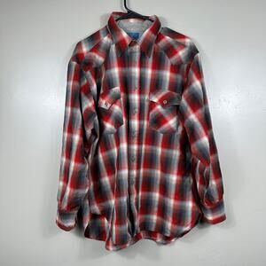 Vintage 60s Pendleton Wool Flannel Shirt Red Checkered Plaid Size XL